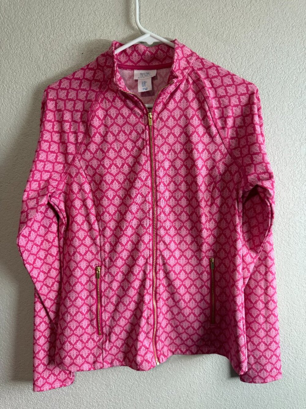 Sigrid Olsen Women's Pink Leaf Full Zip Golf Tennis Jacket Size M